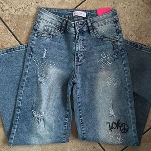 Blue Embellished Girl’s Jeans